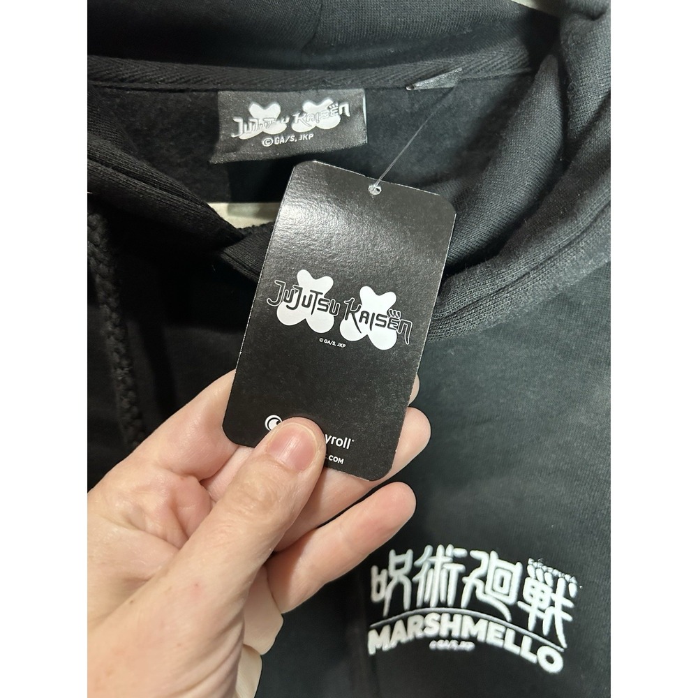 Marshmello X Jujutsu Kaisen Rose Black Pullover Hoodie Crunchyroll Sz L NWT - Picture 6 of 9